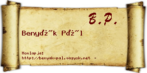 Benyák Pál névjegykártya