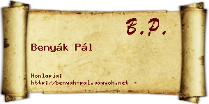 Benyák Pál névjegykártya